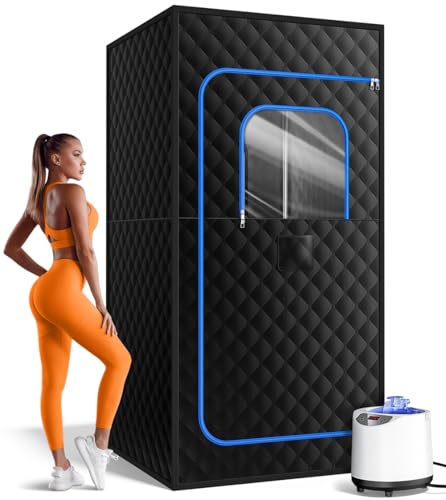 FREEYARE Sauna Box, Portable Sauna for Home, Personal Steam Sauna Tent with 1200W 3L Steamer Heater, 15 Levels, Remote Control, Foldable Chair, Cozy Size 36 * 36 * 71 inch-Blue
