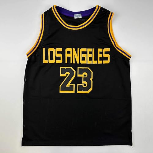 Facsimile Autographed LeBron James #23 Los Angeles LA Black Mamba Reprint Laser Auto Basketball Jersey Size Men's XL