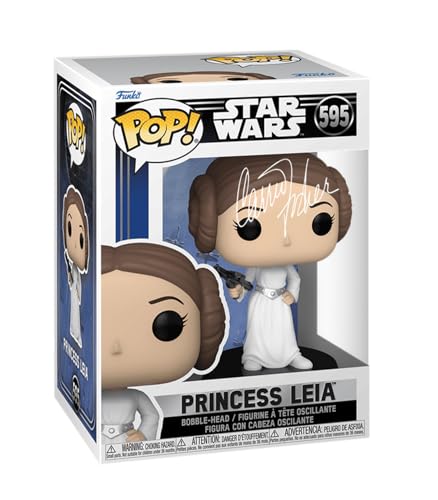 Carrie Fisher Princess Leia #595 Facsimile Signed Reprint Laser Autographed Funko POP! Movies Star Wars Figurine with Protector Case