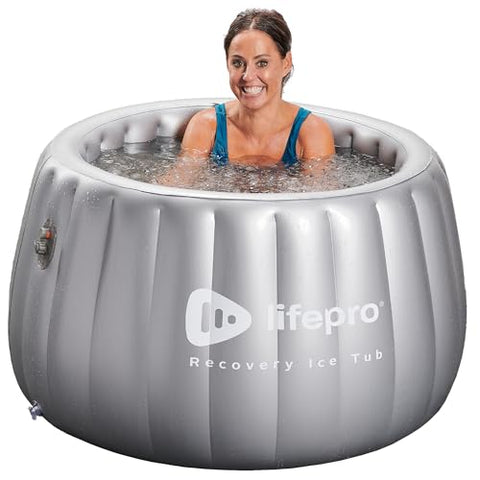 LifePro 2-Person Portable Ice Bath Tub - Self-Inflatable Cold Plunge Tub for Adults - Gray Square Ice Bath Tub