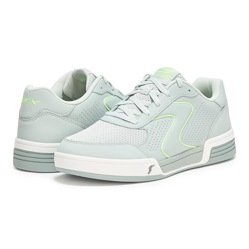 Skechers Men's Viper Court Classic Pickleball Sneaker, Gray/Lime, 10.5
