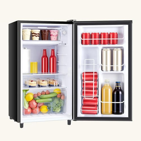 NEWBULIG Mini Fridge with Freezer 3.2 Cu.Ft Small Refrigerator for Office, Dorm, Small Fridge with Adjustable Thermostat, Energy Saving, Singel Door, Black
