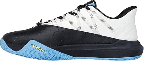 Skechers Men's Viper Court Rally Sneaker, White/Black/Blue, 10.5 M US