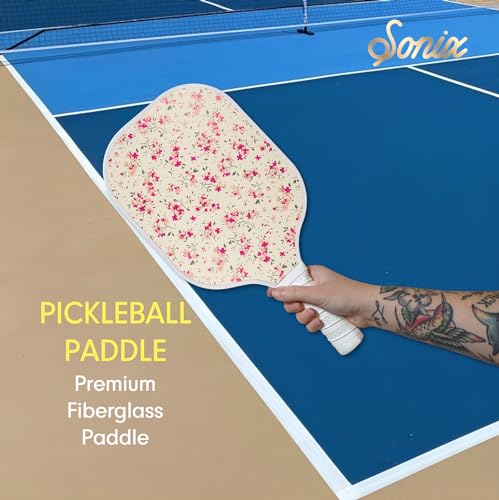 Sonix | Stylish Premium Pickleball Paddle | Fiberglass Surface, Non-Slip Cushion Grip| Single Pickle Ball Racket | Pink Floral Print | Cottage Floral Pink