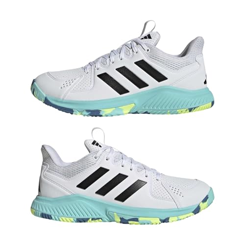 adidas Women's Court Flight, White/Black/Flash Aqua, 9