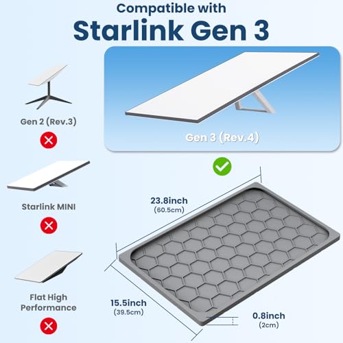 Starlink Gen 3 Protective Cover Case, Starlink Standard Gen 3 Case for Satellite Dish, Silicone Hail Protector Cover for Starlink Standard, Waterproof,Impact Resistant to Rocks/Sand/Hail, Grey