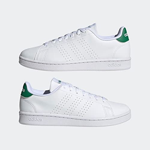 adidas Men's Advantage Racquetball Shoe, White/White/Green, 9