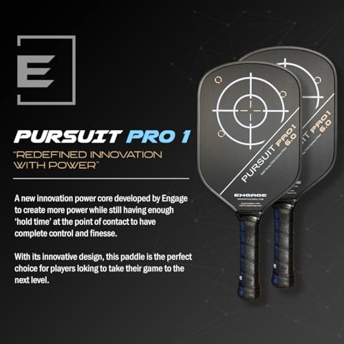 Engage Pursuit Pro1 6.0 Pickleball Paddle - Raw T700 Carbon Fiber for Extreme Spin - MachPro Core for Maximum Power & Control (New, Light Weight (7.6-7.9 Ounce))