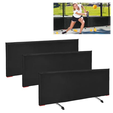 Tcatec Pickleball Ball Barriers 3 Pack - Court Dividers for Pickleball Courts, Portable Black Barriers for Ball Containment and Court Division