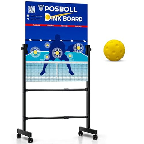 Posboll Pickleball Practice Board&Dink Rebounder with Stand Pickleball Wall for Practice Dink Board for Pickle Ball Training Adjustable Pickle Ball Practice Rebounder Pad Portable Dink Guru