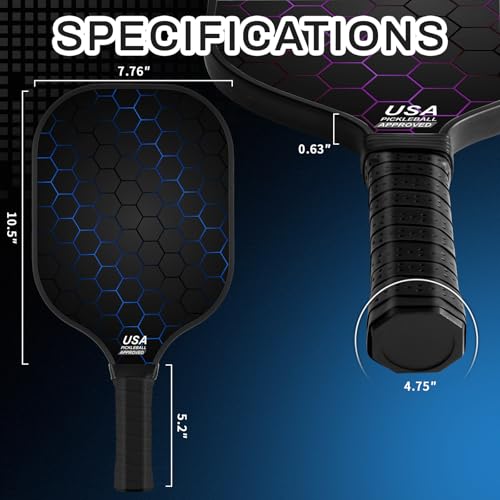 Jobunai 99.9% T300 Carbon Fiber Pickleball Paddles 2 Pack Lightweight Pickle Ball Paddle Indoor Outdoor Game Equipment Gear Beginners Intermediate Pro Sport Accessories Gift Ideas for Adults
