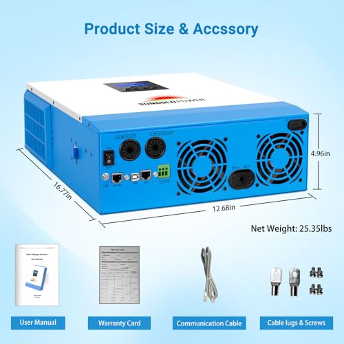 SUNGOLDPOWER UL1741 5000W Hybrid Solar Inverter,48V DC to 110V/120V AC,All in One,80A MPPT Solar Charger and 40A AC Battery Charger Pure Sine Wave for Off Grid System(NO Parallel)