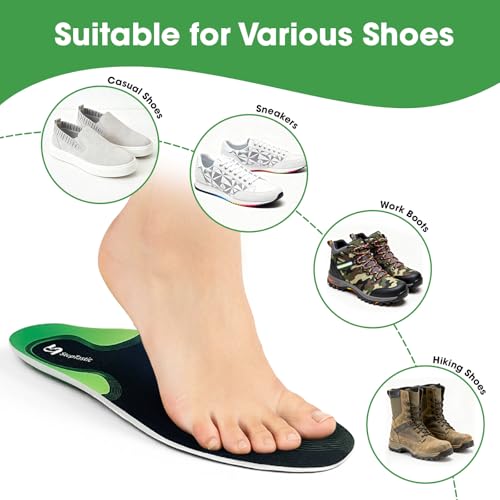 StepTastic Supercritical Foam Insoles for Men Women, Arch Support Orthotics for Plantar Fasciitis Flat Feet Pain Relief, Shock Absorption Boot Inserts, Trimmable, M 9.5-10.5 W 10.5-11.5, 1 Pair