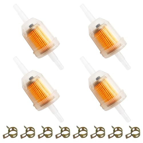 Strongthium 1/4" Inline Fuel Gas Filters with Magnet for Kawasaki Kohler Briggs & Stratton Lawn Mowers Small Tractors Tillers Garden Equipment Snowmobiles Go Karts 4 Pack