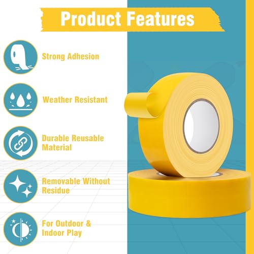 HolderProf Outdoor Pickleball Court Tape, 2in x 230FT - Sports Floor Marking Tape, 2in x 77yd - Pickleball Court Marking Kit| Multipurpose| Ultra Durable & Versatile (Yellow)