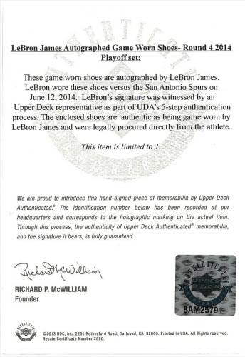 LeBron James NBA Finals Game Used Signed Sneakers UDA 1/1 Photo Matched - Autographed NBA Sneakers