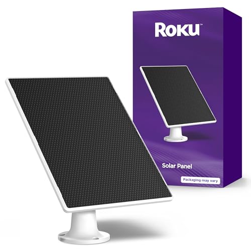 Roku Solar Panel USB-C 2025 for Roku Battery Camera and Battery Plus Only - IP65 Weather Resistant Solar Charger for Driveway, Backyard, & Porch with 360° Swivel Mount - Smart Home