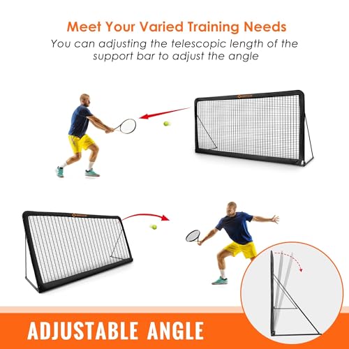 Tennis Rebound Practice Wall - 12ft x 6ft Rebounder Net for Tennis & Racquet Sports Ball & Pickleball, Training Tennises Backboard Net for Court Backyard and Indoor & Outdoor Training, Black