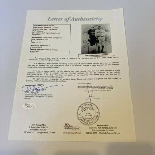 The Finest Babe Ruth & Lou Gehrig 1927 Signed Photo In Existence JSA COA - Autographed MLB Photos
