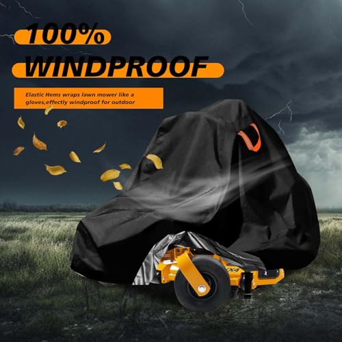 Zero-Turn Lawn Mower Covers,Waterproof Outdoor Riding Mower Cover,Fits up to 60" Decks Rider Lawnmower Tractor Storage Cover,Durable Anti-UV 210D Polyester,Reflective Strips -79"Lx47"Wx55"H