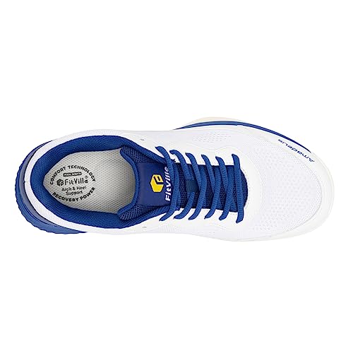 FitVille Mens Pickleball Shoes Blue Tennis Shoes Sneakers for All Court Racquetball Athletic Shoes for Racquet Sport | Arch Support & Wide Toe Box (11 Medium, Royal Blue)