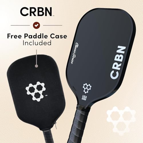 CRBN Pickleball - CRBN2 Paddle - Carbon Fiber Pickleball Paddle with Honeycomb Poly Core - Perfect Balance of Power & Control - 16mm, White