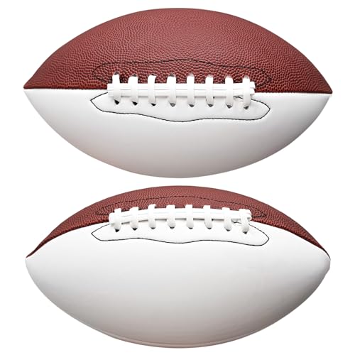 EaciTown Full Size 12 Inch Autograph American Football with 2 White Panels Customized Trophy for Rugby Game Graduation Signing