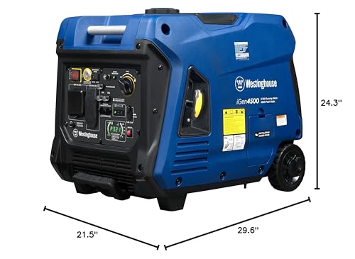 Westinghouse 5000 Peak Watt Super Quiet Portable Inverter Generator, Remote Electric Start with Auto Choke, Wheel & Handle Kit, RV Ready, Gas Powered, Parallel Capable
