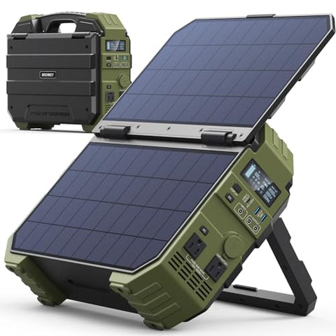 BROWEY 1600W (3200W Peak) Portable Power Station, 1024Wh LiFePO4 Battery with Built-in Solar Panel, 100W USB-C PD, Solar Generator for Camping, RV, Home Backup, Emergency