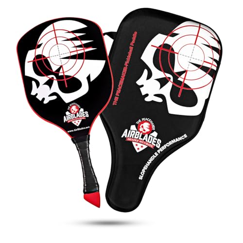 AirBlades Peacemaker Pickleball Paddle – USAPA Approved, T700 Carbon Fiber, Patented Slopehandle, Honeycomb Core, Friction Paint, Edgeless Design, Thermoformed, Deluxe Carry Case