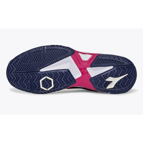 Diadora Women's Trofeo 2 All Ground Pickleball Shoes (Blueprint/Pink Yarrow/White, 7.5)