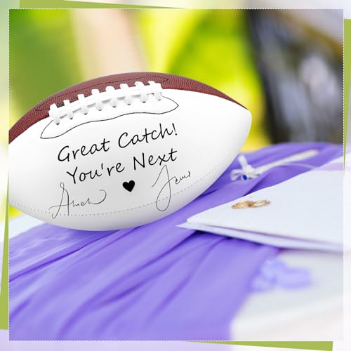 Liliful Wedding Football Autograph Football with 1 Stand 1 Signature Pen 1 Pump for Wedding Reception Game Favor(Mid Size 9 Inch)