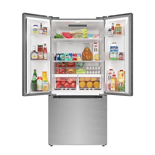 KoolMore 30-Inch and 18.5 cu. ft. Counter Depth French Door Refrigerator with Three Doors and Deep Freezer in Stainless-Steel (KM-RERFDSS-18C)