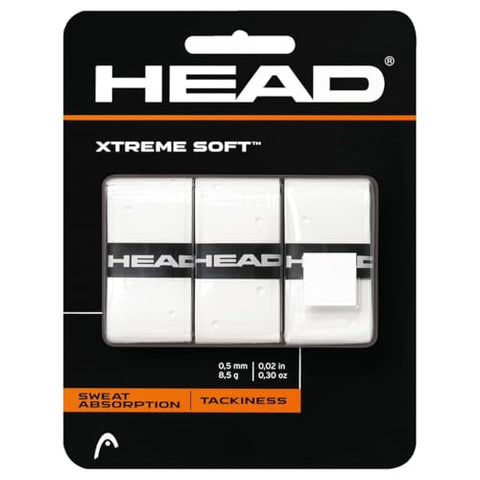 HEAD Xtreme Soft Tennis Racquet Overgrip - Cushioned, Moisture-Absorbing, Non-Slip Feel, Easy Wrap Replacement Grip, 3-Pack, White