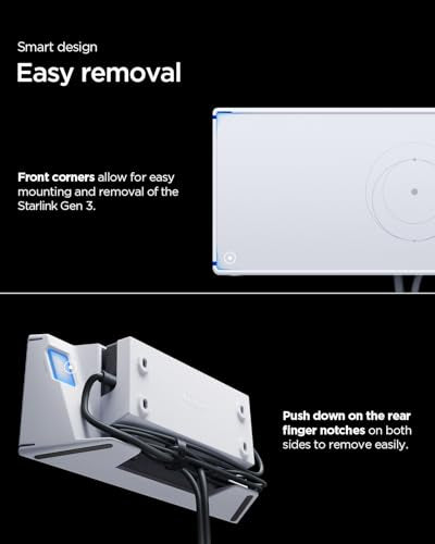 Spigen Wall Mount Designed for Starlink Gen 3 with Cable Organizer Tie, Caddy, Starlink Standard V3 2 in 1 Mesh Router Power Supply Mounting Kit, Wall Holder Stand - White (Design Patent Pending)