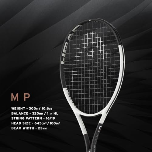 HEAD Speed MP 2024 Tennis Racquet - Strung Mid Tension with Velocity 16 Gauge, 4 1/2" Grip
