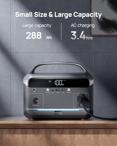 Portable Power Station 350W with 40W Foldable Solar Panel, 288Wh LiFePO4 Battery Solar Generator,110V/600W Surge Backup,Outdoor Power Bank for Hurricane Emergency,RV,Camping,Laptops,Off-Grid living