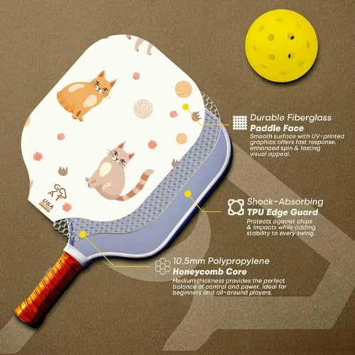 Goat Pickleball Paddles Set of 2, Includes 4 Indoor Outdoor Balls and Travel Bag, Lightweight Durable Fiberglass Pickleball Rackets Set for Men, Women, Beginners (CAT)