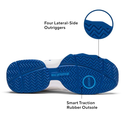 SQAIRZ XRZ Men's Pickleball Shoes, Pickleball Shoes Men, Mens Tennis Shoes, WHT/BLU, 9.5