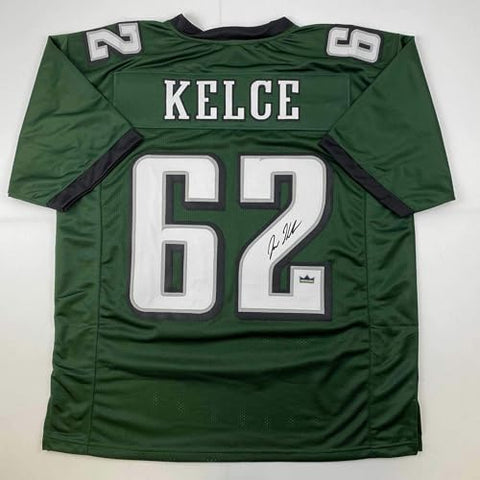 Facsimile Autographed Jason Kelce Philadelphia Green Reprint Laser Auto Football Jersey Size Men's XL
