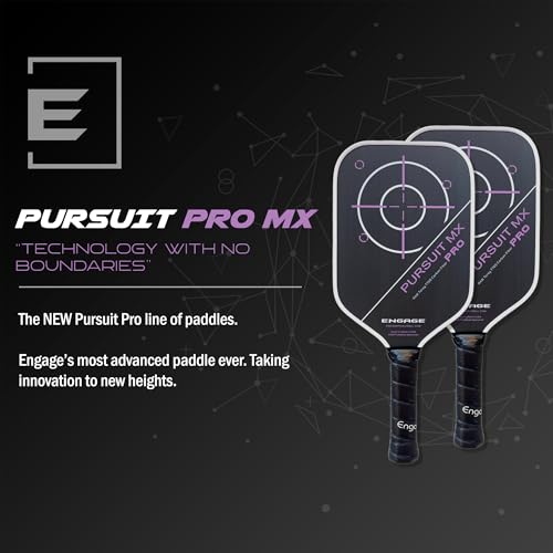 Engage Pursuit Pro MX Pickleball Paddle – Elongated Shape, Carbon Fiber Face, 13mm Control Pro “Black” Core (Deep Magenta, Standard (7.9-8.3oz))