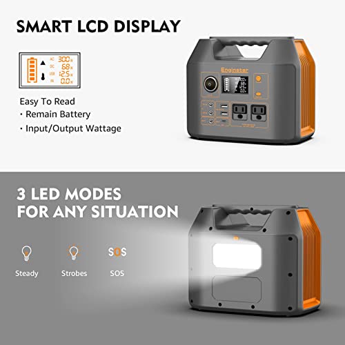 Enginstar Solar Generator, 296Wh Portable Power Station, 110V Pure Sine Wave, 80000mAh Backup Battery Power Supply for CPAP Outdoor Camping, Traveling, and Emergencies