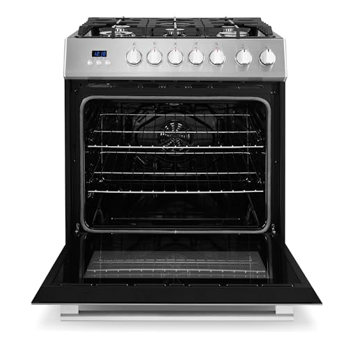 COSMO COS-305AGC 30 in. 5.0 cu. ft. Freestanding Single Oven Gas Range with 5 Burner Cooktop and Heavy Duty Cast Iron Grates in Stainless Steel