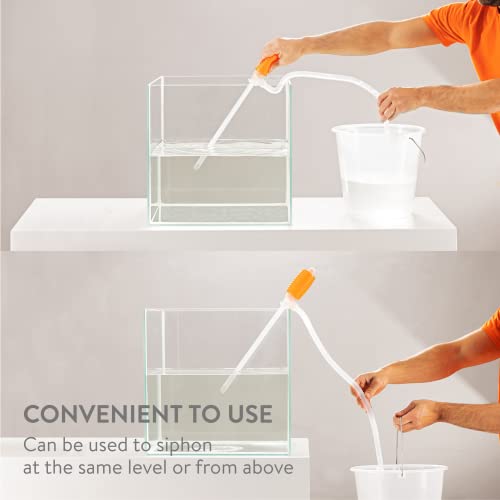 Luigi's Siphon Pump - Siphon Hose for Water & Gasoline Fuel Transfer - Large Hand Water Pump for Squeezing Gas Lawn Mowers & Manual Pumping Petrol Liquid Syphon Alcohol and more