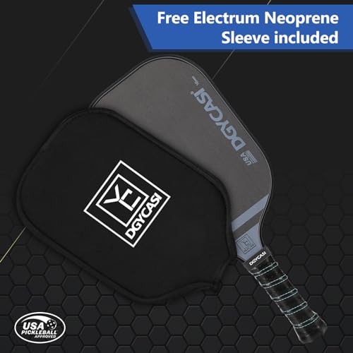 YC DGYCASI 16mm Pickleball Paddles Professional, 2026 USAPA Approved T700 Carbon Fiber Surface Pickle Paddle(CFS), Polypropylene Lightweight Honeycomb Core, Cushion Comfort Grip, with Cover Case Black
