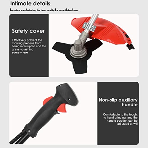 HOVTOIL 52CC 2 Stroke Gas Weed Eater, 2 in 1 String Trimmer Maximum Power/Speed - 2.2KW/8500rpm & Multi Functional Gas Powered Weed Wacker for Yard & Garden(Red)