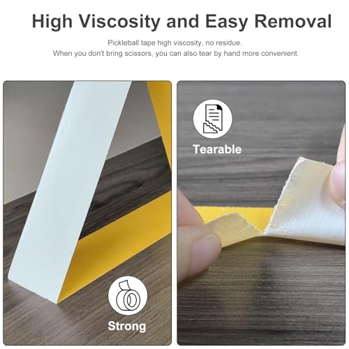 VloEssic Portable Pickleball Court Tape Lines Outdoor/Indoor, 2in x 230FT Temporary Pickleball Court Marking Kit, Pickleball Tape for Outdoor Court, Like Pickleball, Badminton, Tennis, Basketball