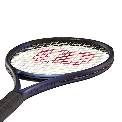 Wilson Ultra 108 v4.0 Performance Tennis Racket - Grip Size 3-4 3/8", Strung with Sensation 16 Natural at Mid Range Tension