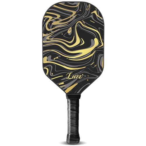 LUZZ Frameless Pickleball Paddle, Ultra Thermoformed GoldenVeil(16mm) T700 Carbon Fiber No Edge Pickleball Paddles Friction Surface for Spin Edgeless Pickle Ball Rackets for Players