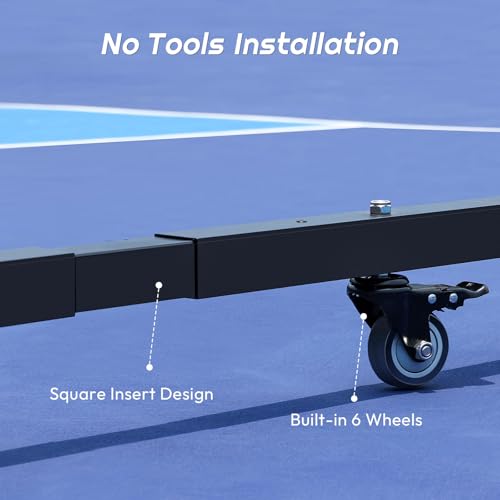 A11N SPORTS Aluminum Tournament Pickleball Net with Tension Lock System & Built-in Wheels - Conform with IFP Regulations